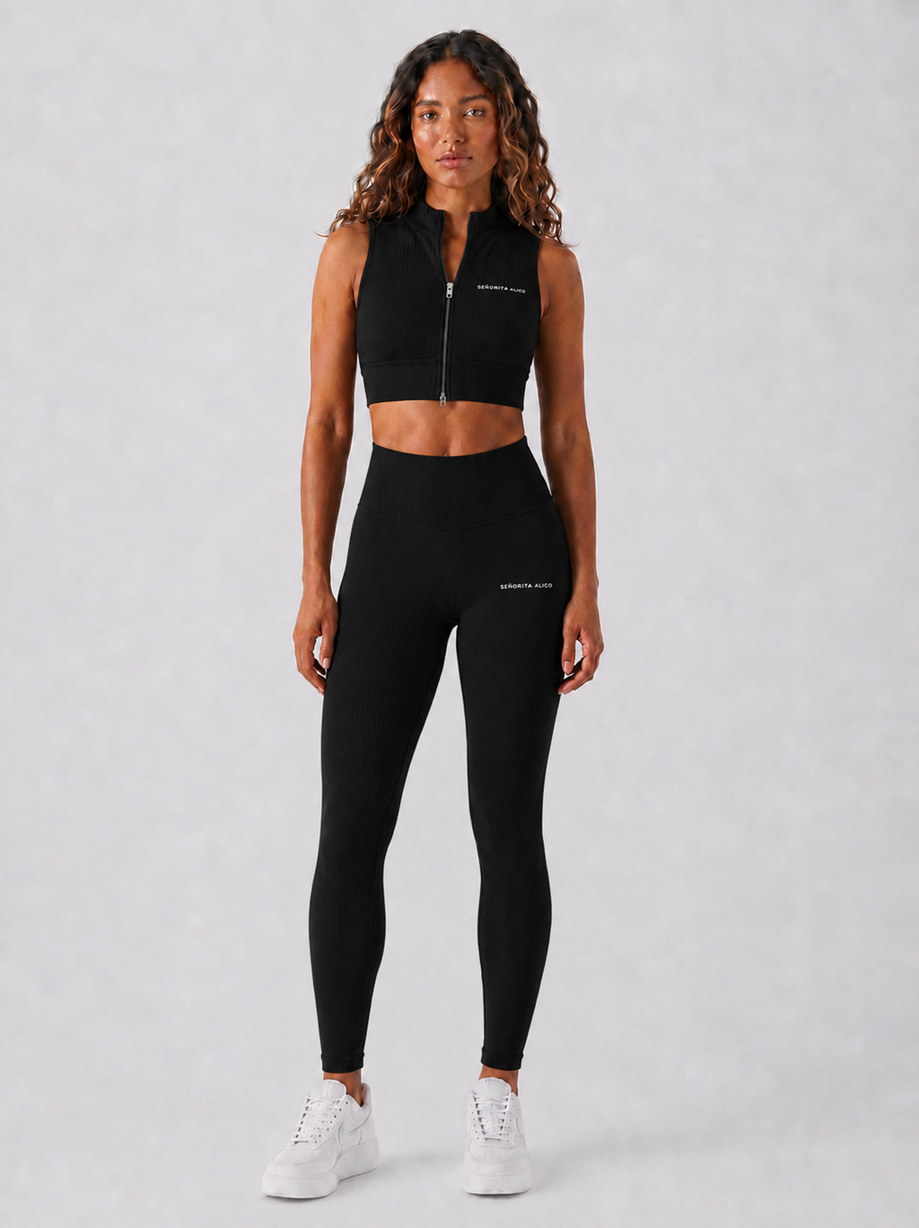 Sara Short Sleeve Zipper Top - Black