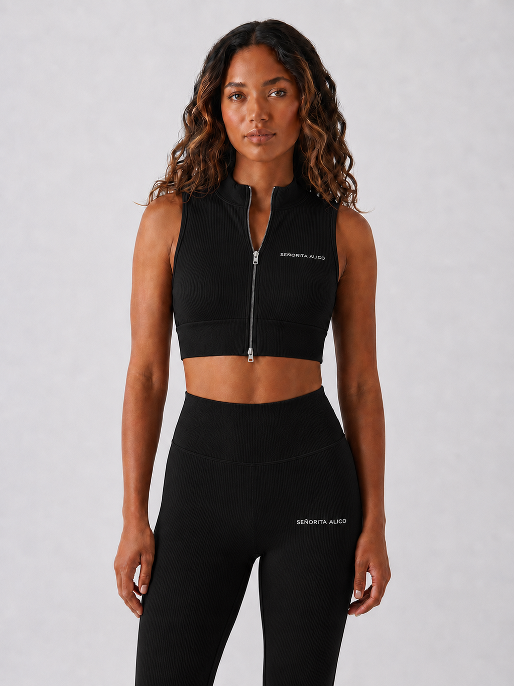Sara Short Sleeve Zipper Top - Black