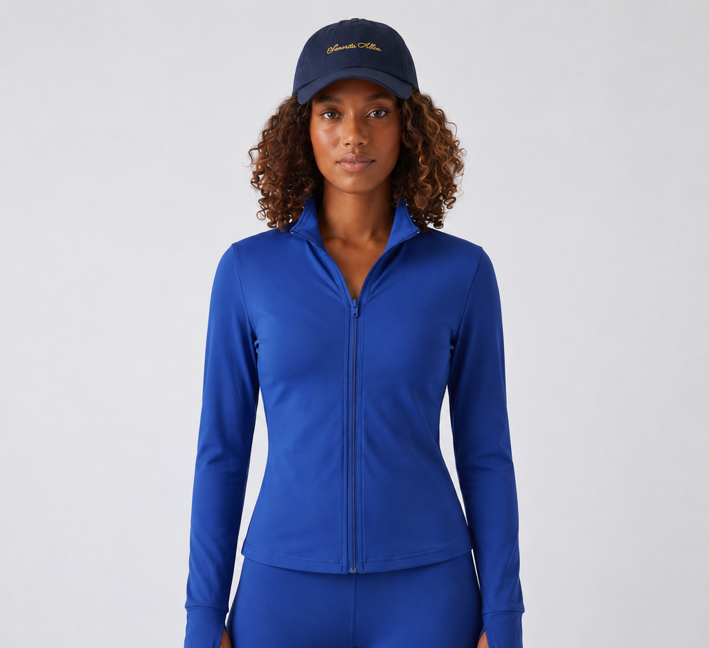 Sabrina Long Sleeve Zipper Top - Blue