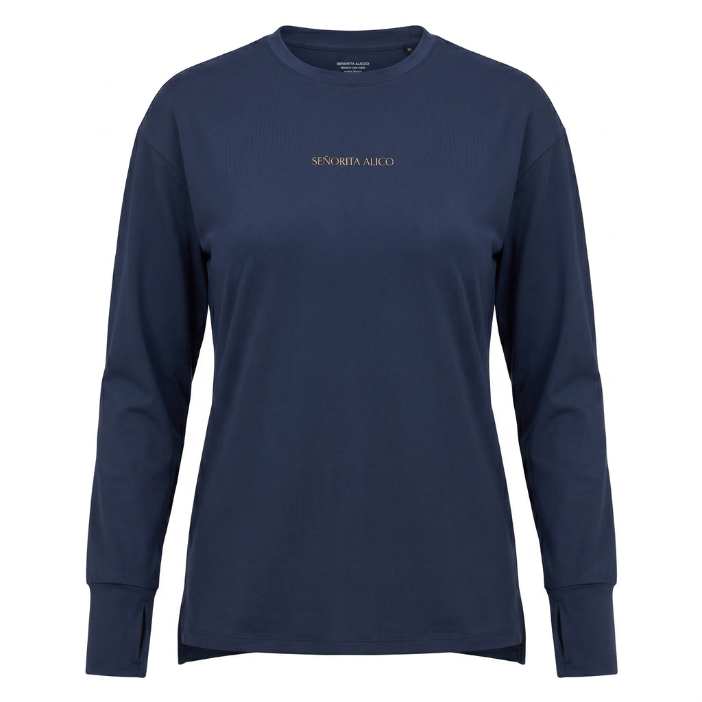 Maryam Modest Oversized Long Sleeve T-shirt - Blue