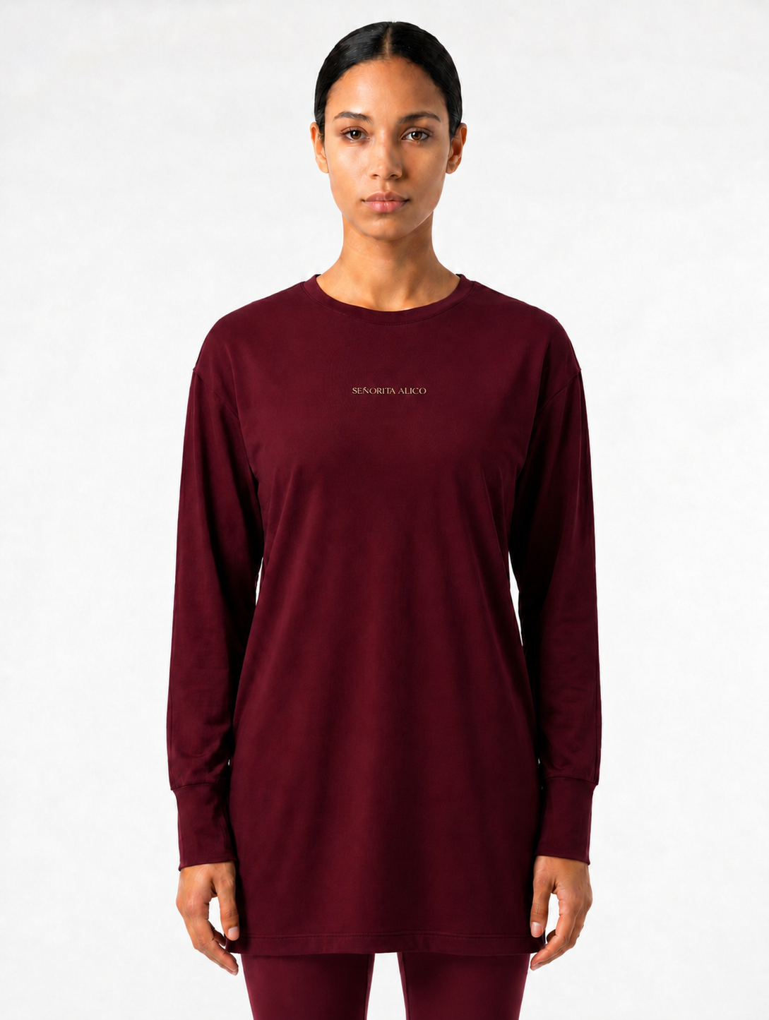 Maryam Modest Oversized Long Sleeve T-shirt - Classic Wine