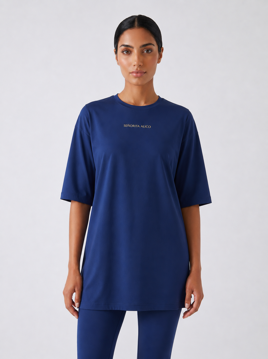 Maryam Modest Oversized Short Sleeve T-shirt - Blue