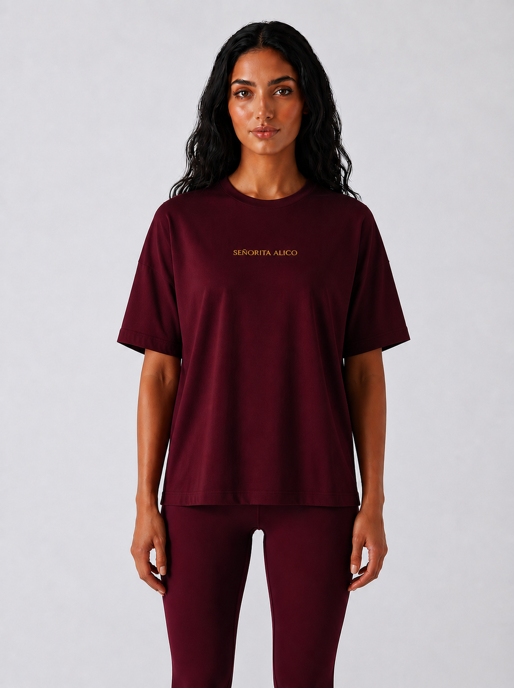 Maryam Cropped Oversized Short Sleeve T-shirt - Classic Wine