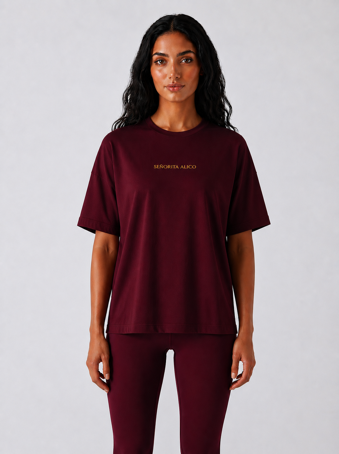 Maryam Cropped Oversized Short Sleeve T-shirt - Classic Wine