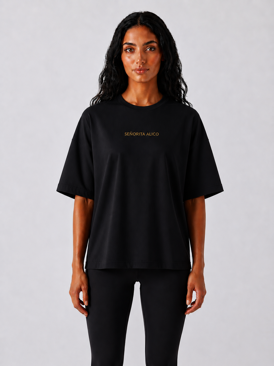 Maryam Cropped Oversized Short Sleeve T-shirt - Black