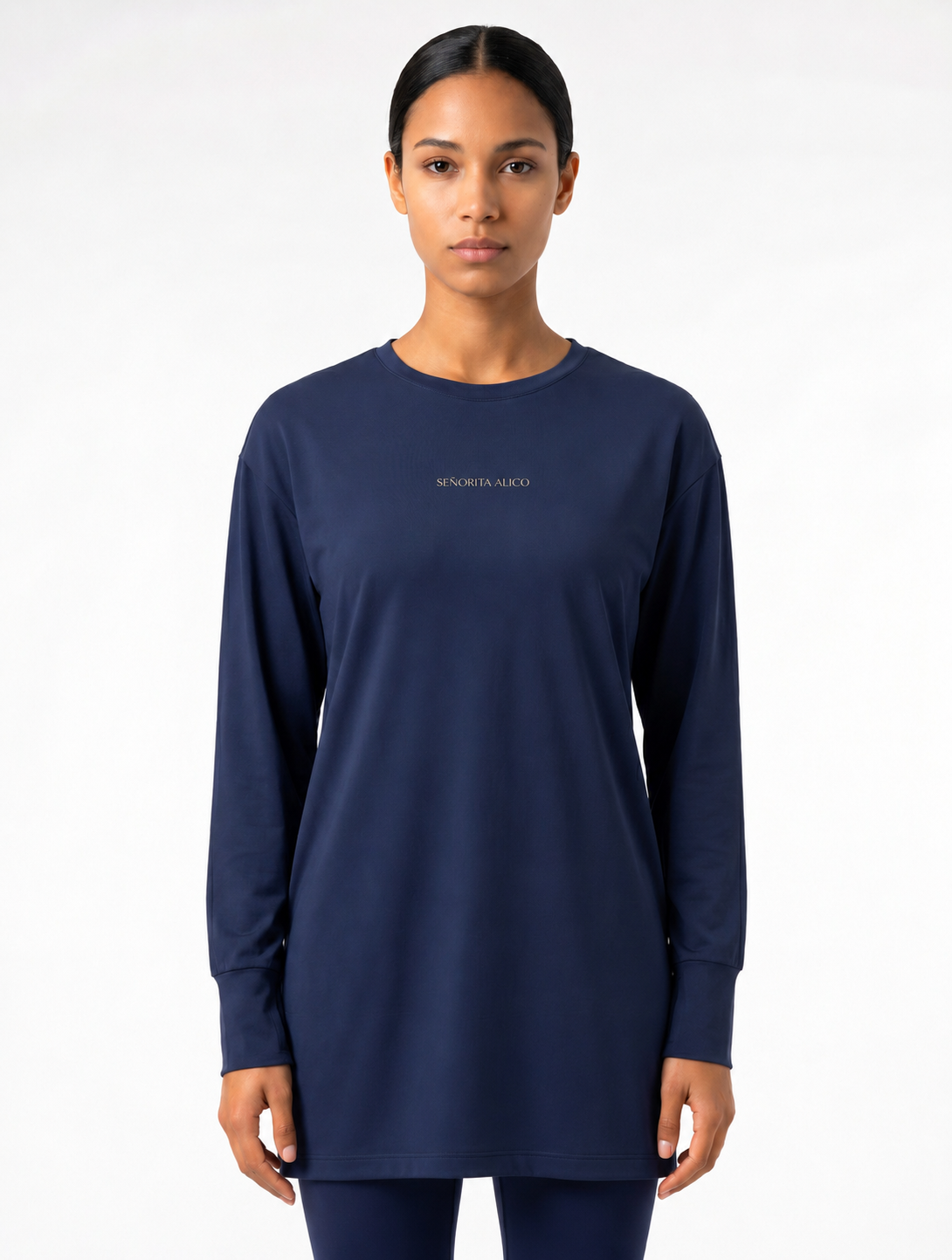 Maryam Modest Oversized Long Sleeve T-shirt - Blue