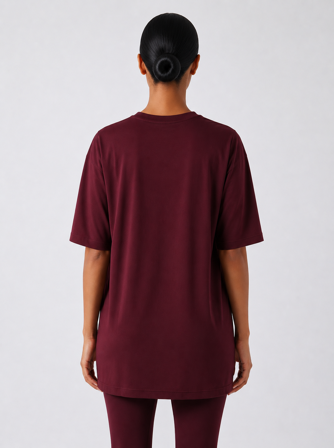Maryam Modest Oversized Short Sleeve T-shirt - Classic Wine