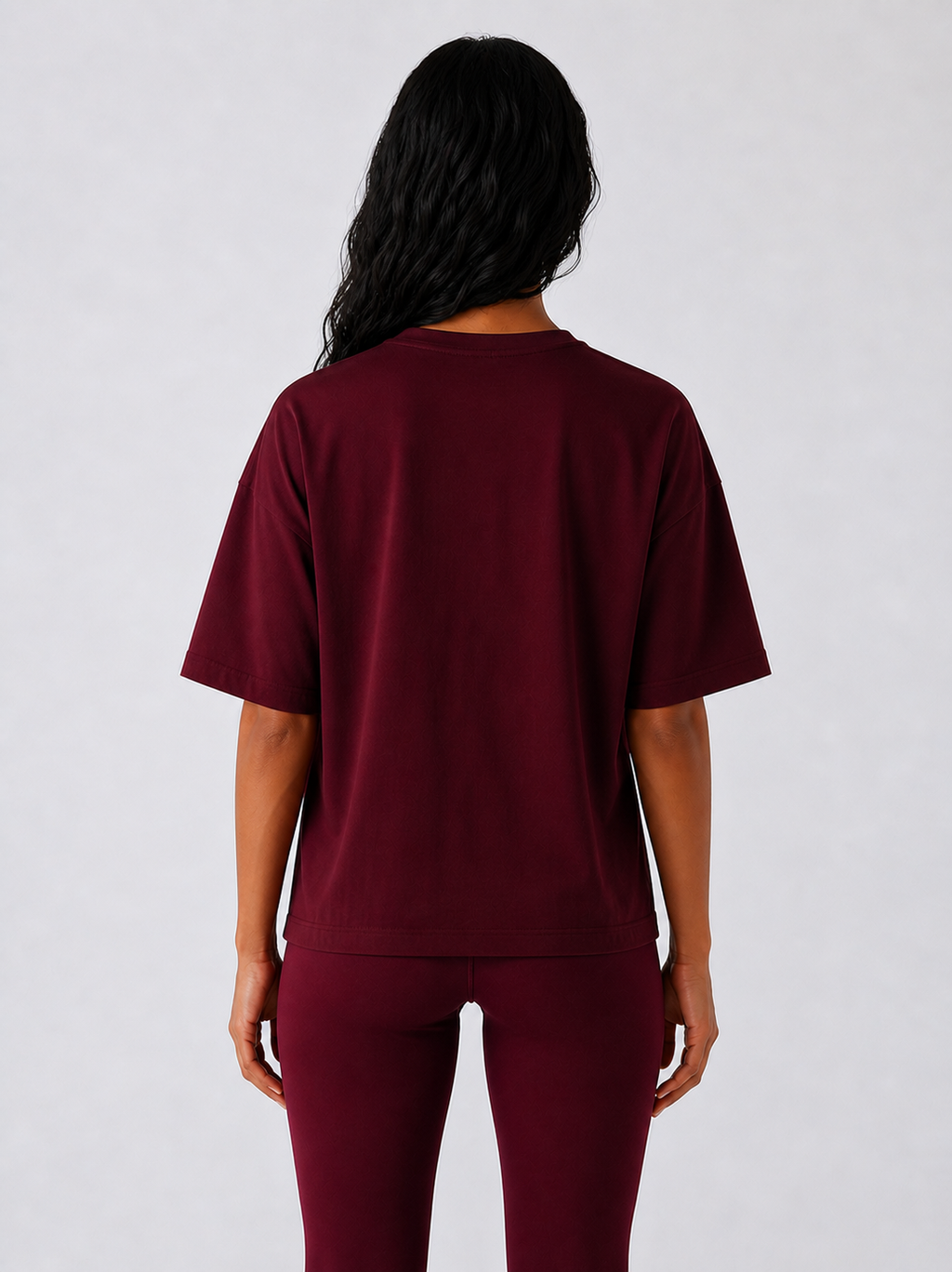 Maryam Cropped Oversized Short Sleeve T-shirt - Classic Wine