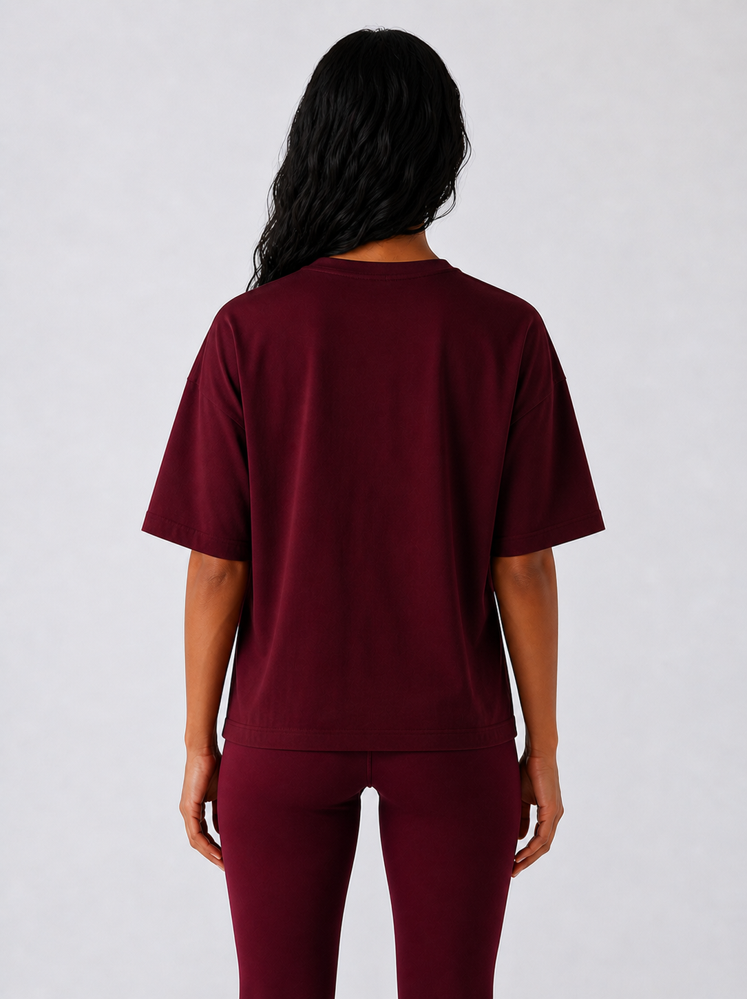 Maryam Cropped Oversized Short Sleeve T-shirt - Classic Wine