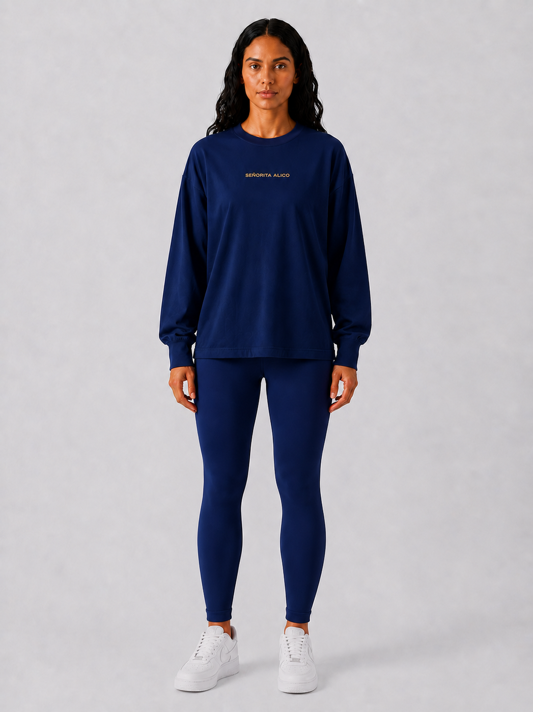Maryam Cropped Oversized Long Sleeve T-shirt - Blue