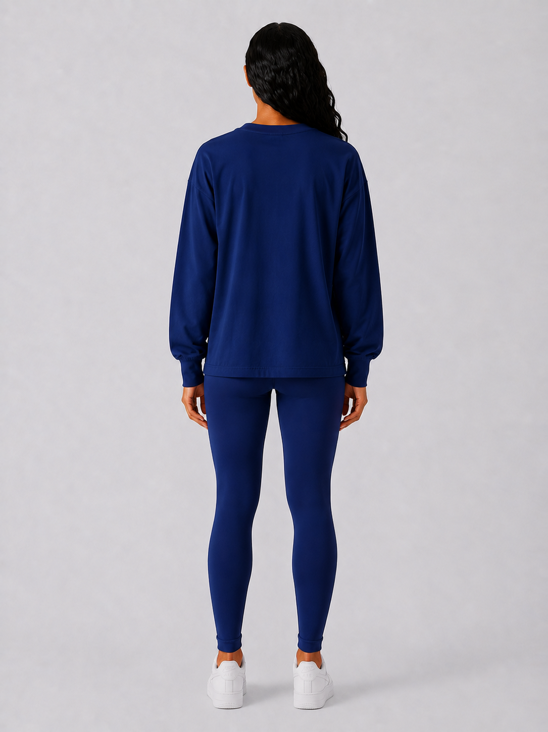 Maryam Cropped Oversized Long Sleeve T-shirt - Blue