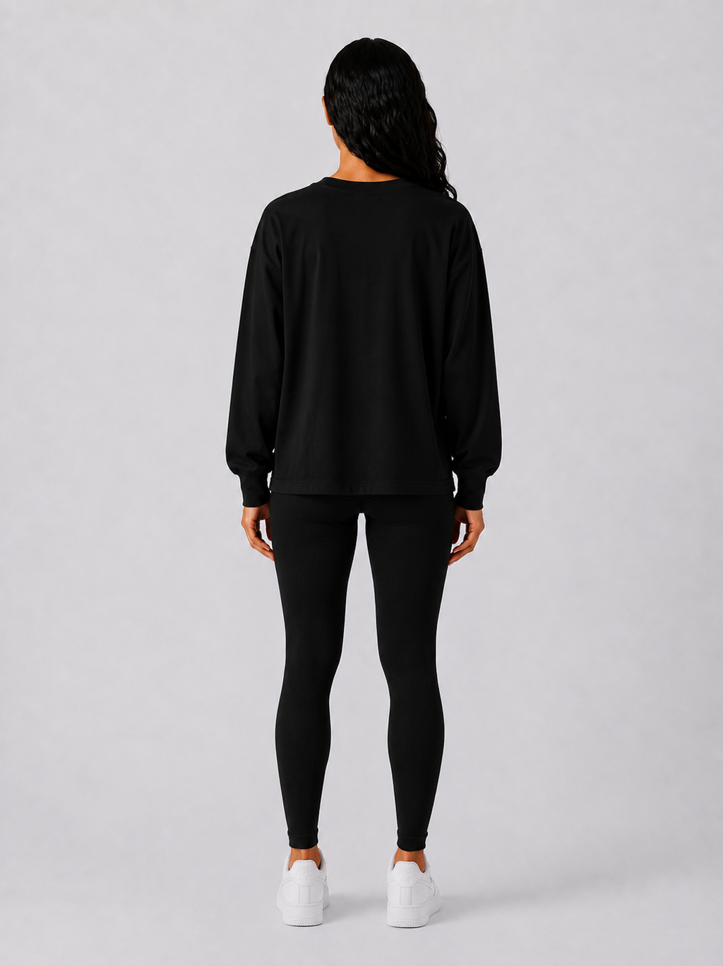 Maryam Cropped Oversized Long Sleeve T-shirt - Black