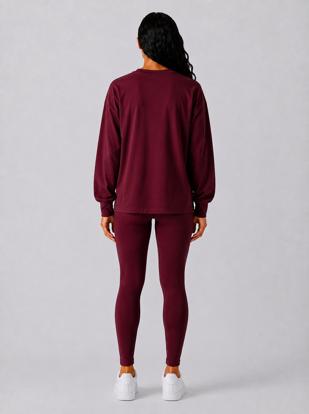 Maryam Cropped Oversized Long Sleeve T-shirt - Classic Wine