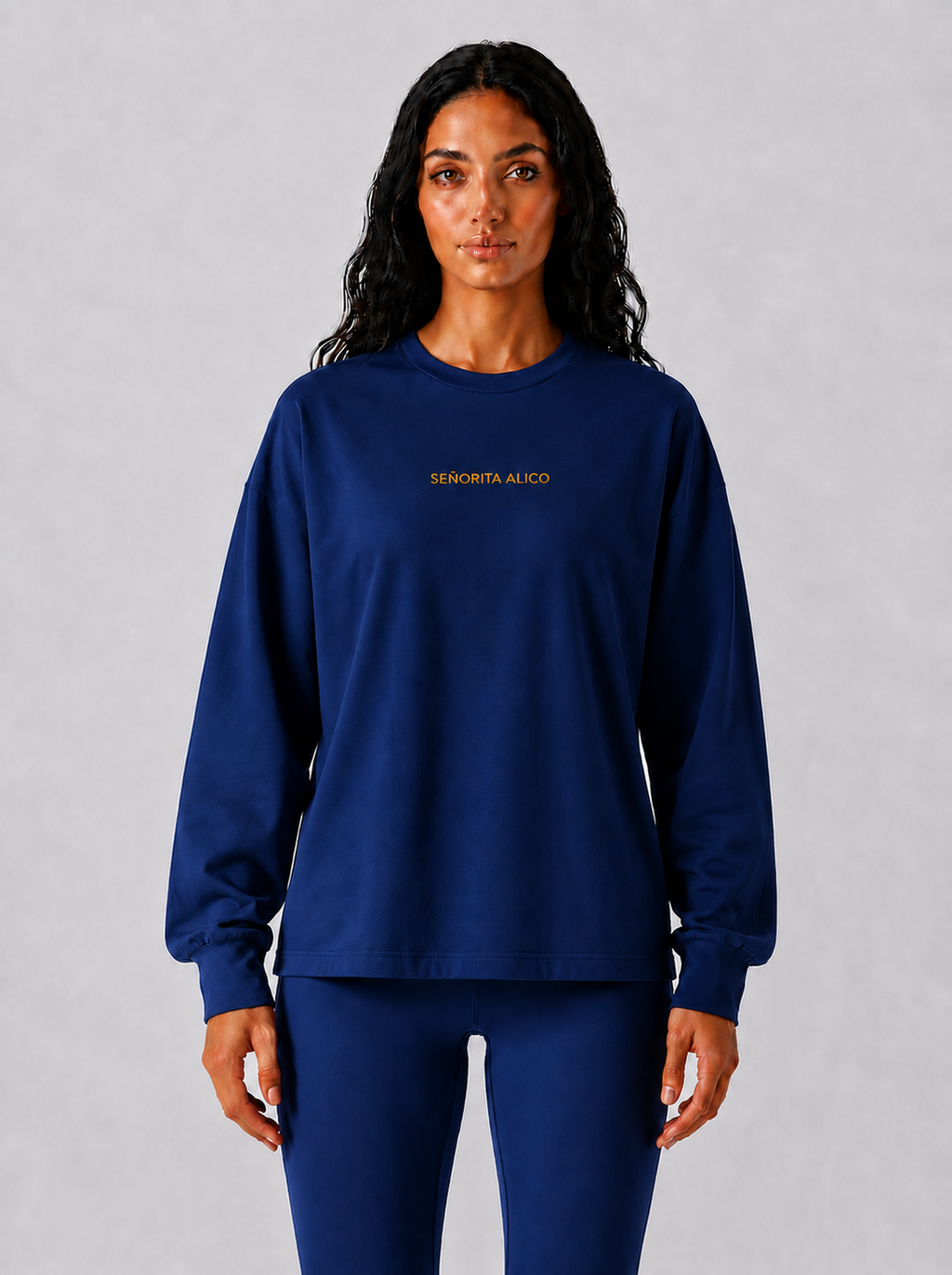 Maryam Cropped Oversized Long Sleeve T-shirt - Blue
