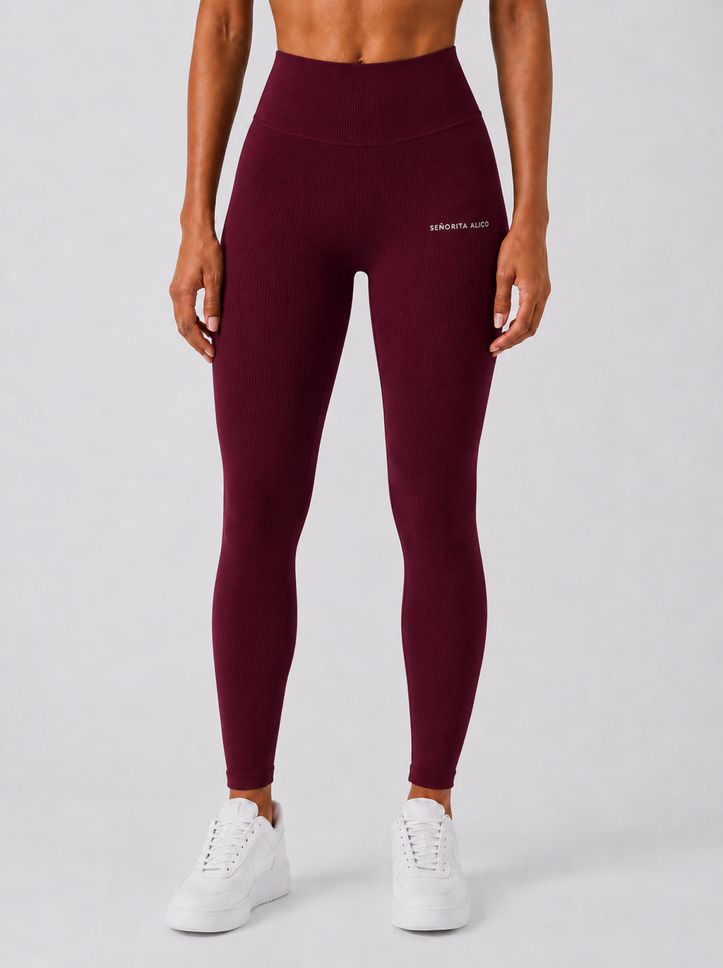 Sara Ribbed Leggings - Dark Burgundy