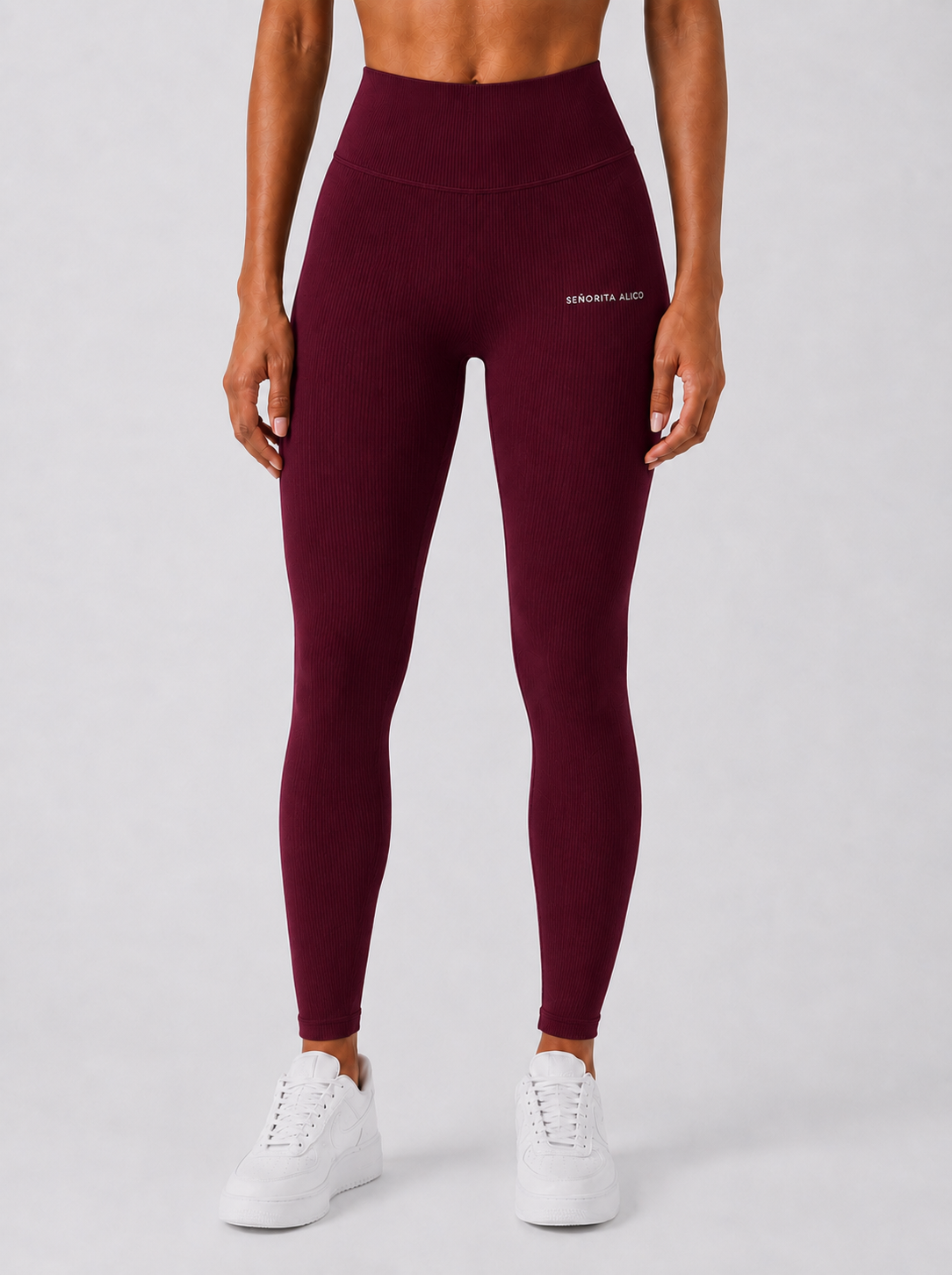 Sara Ribbed Leggings - Dark Burgundy