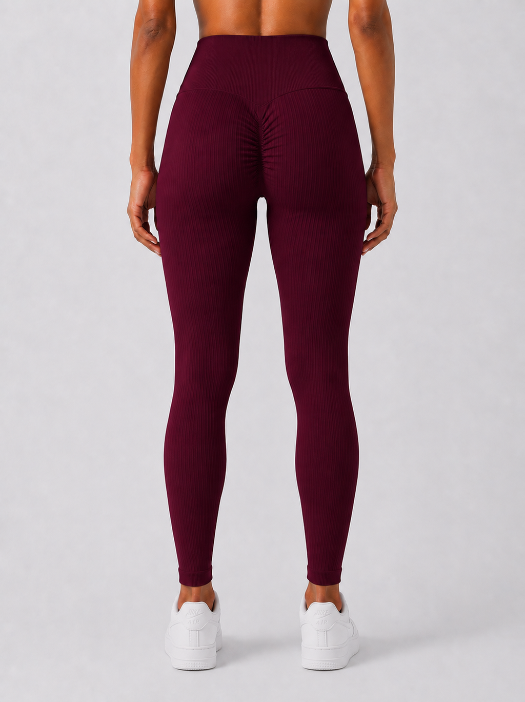 Sara Ribbed Leggings - Dark Burgundy