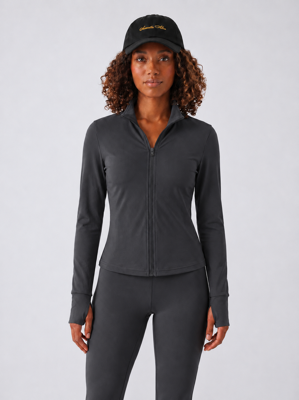 Sabrina Long Sleeve Zipper Top - Grey
