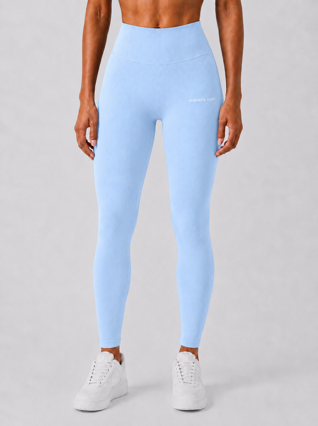 Sara Ribbed Leggings - Powder Blue