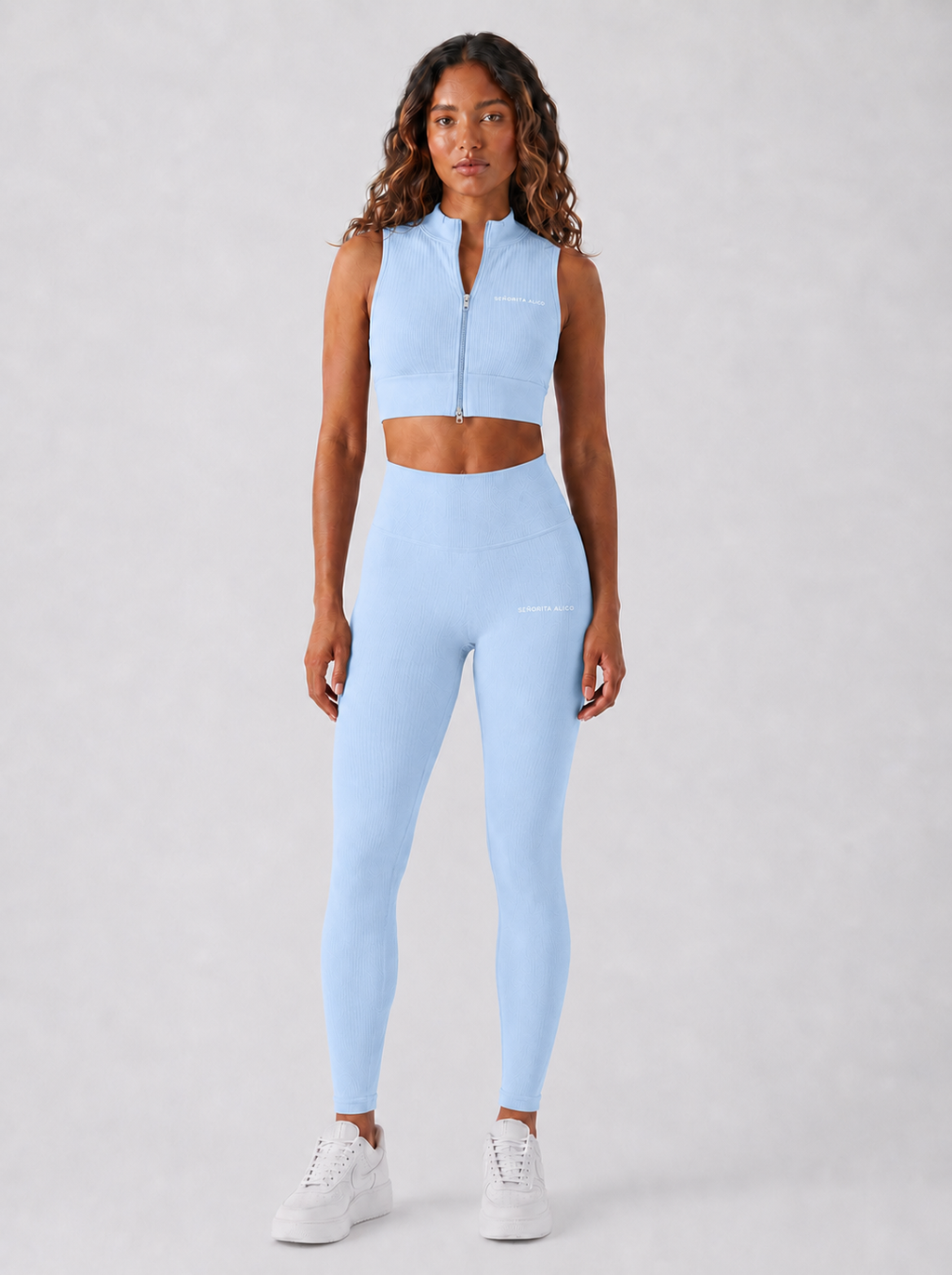 Sara Ribbed Leggings - Powder Blue