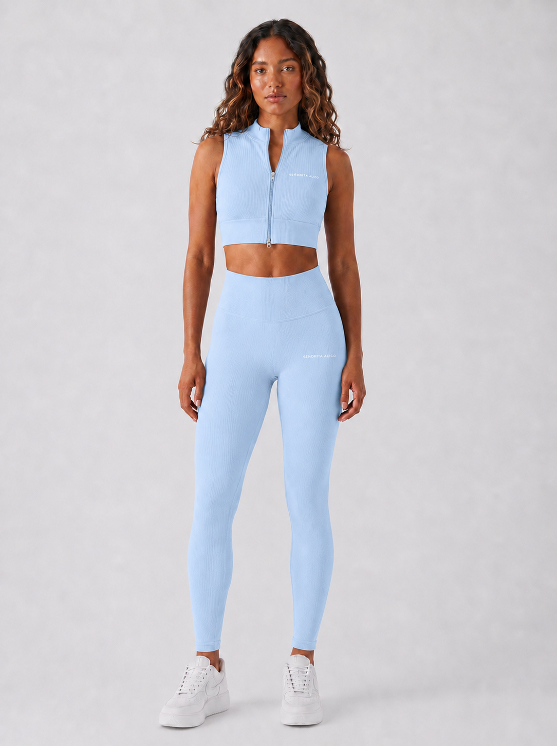 Sara Ribbed Leggings - Powder Blue