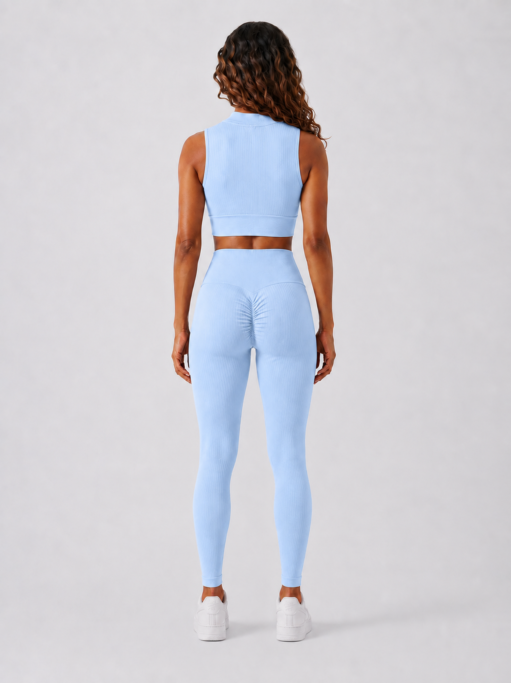 Sara Ribbed Leggings - Powder Blue