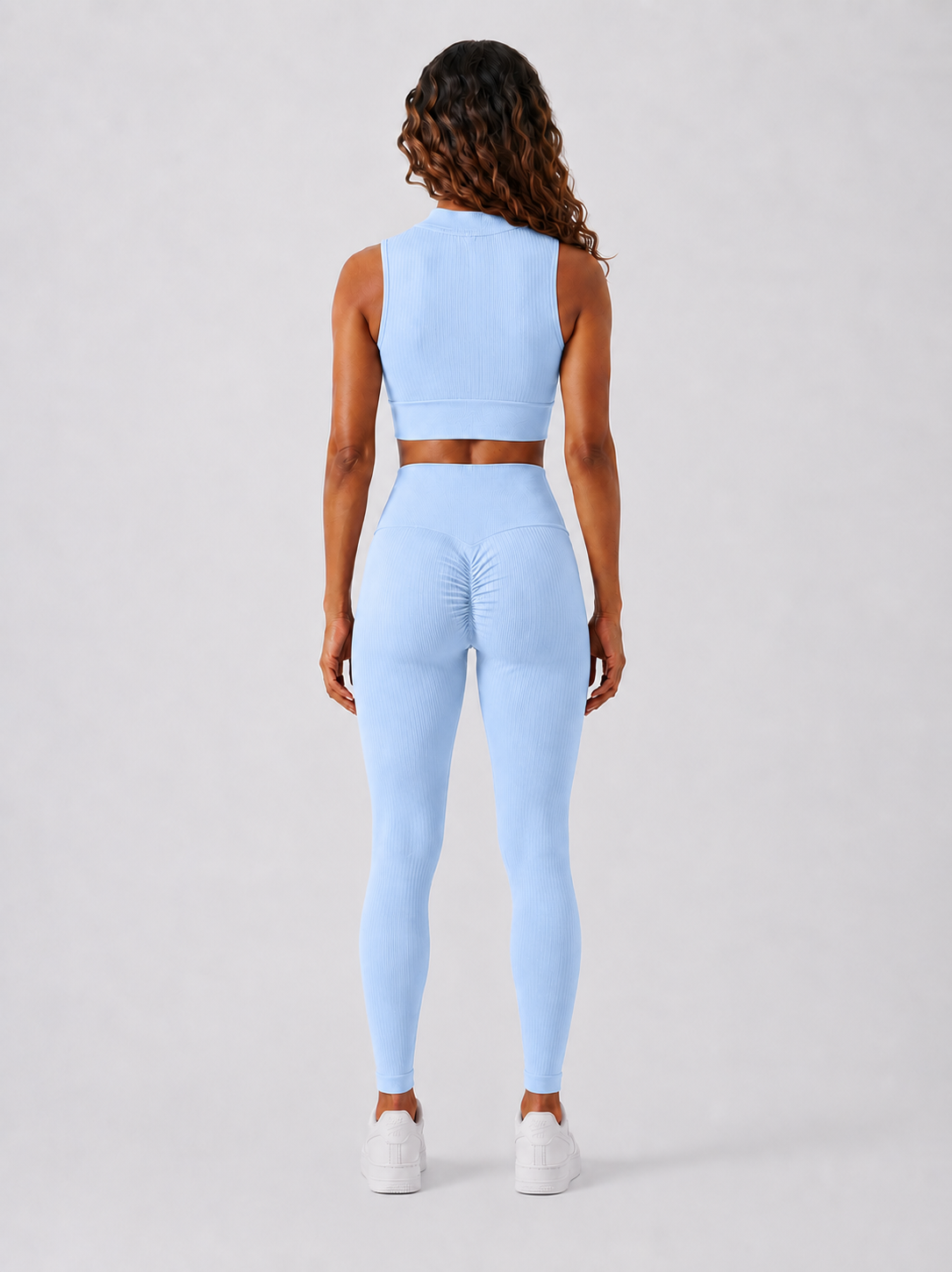 Sara Ribbed Leggings - Powder Blue