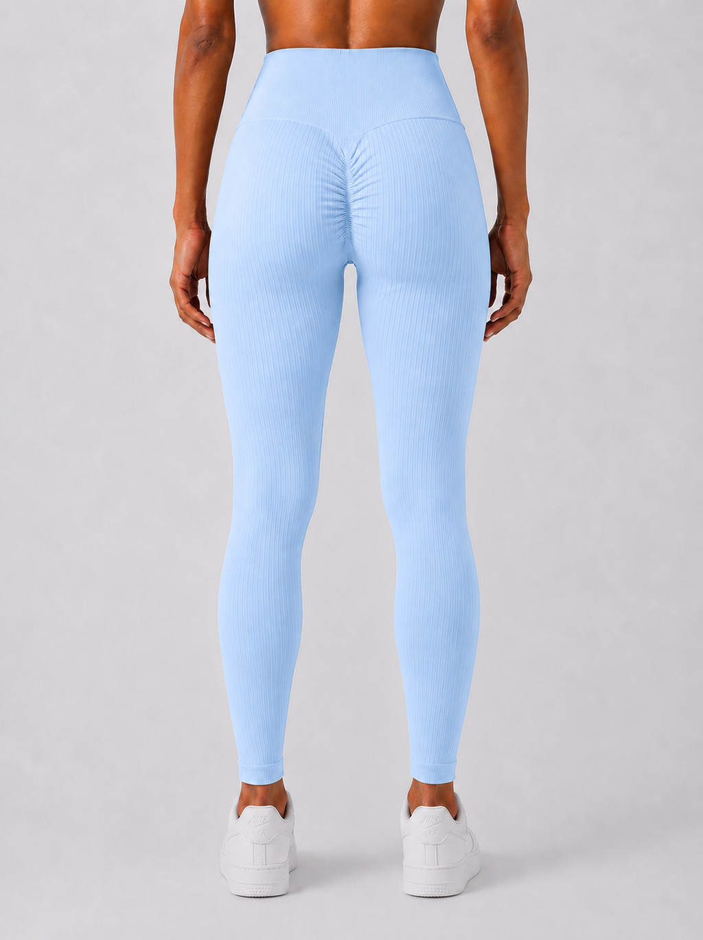 Sara Ribbed Leggings - Powder Blue