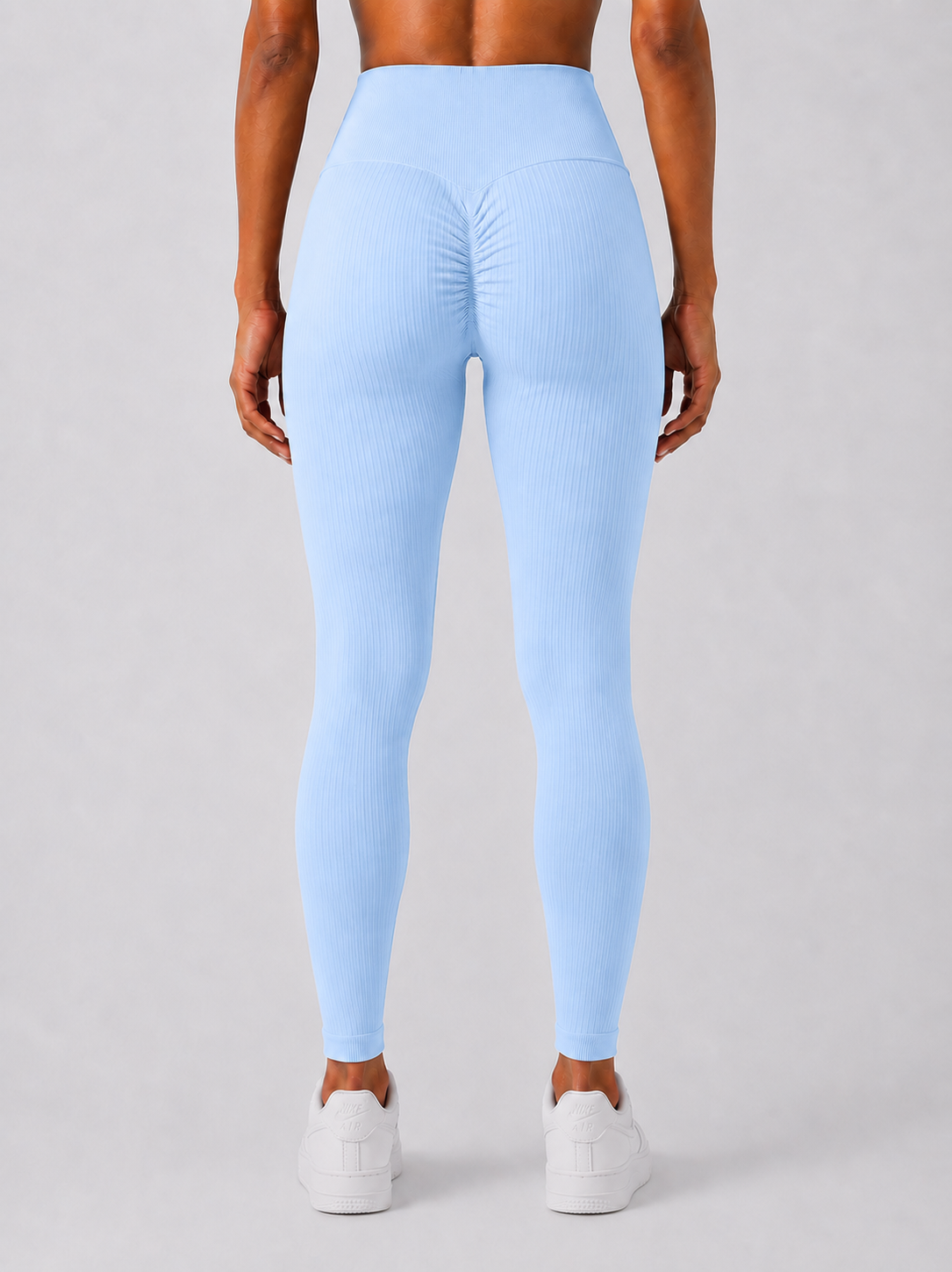 Sara Ribbed Leggings - Powder Blue