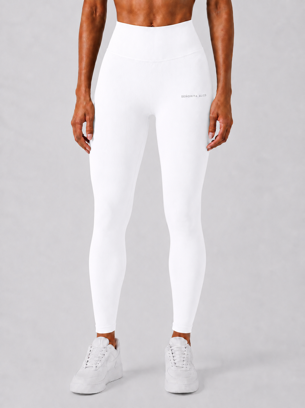 Sara Ribbed Leggings - White