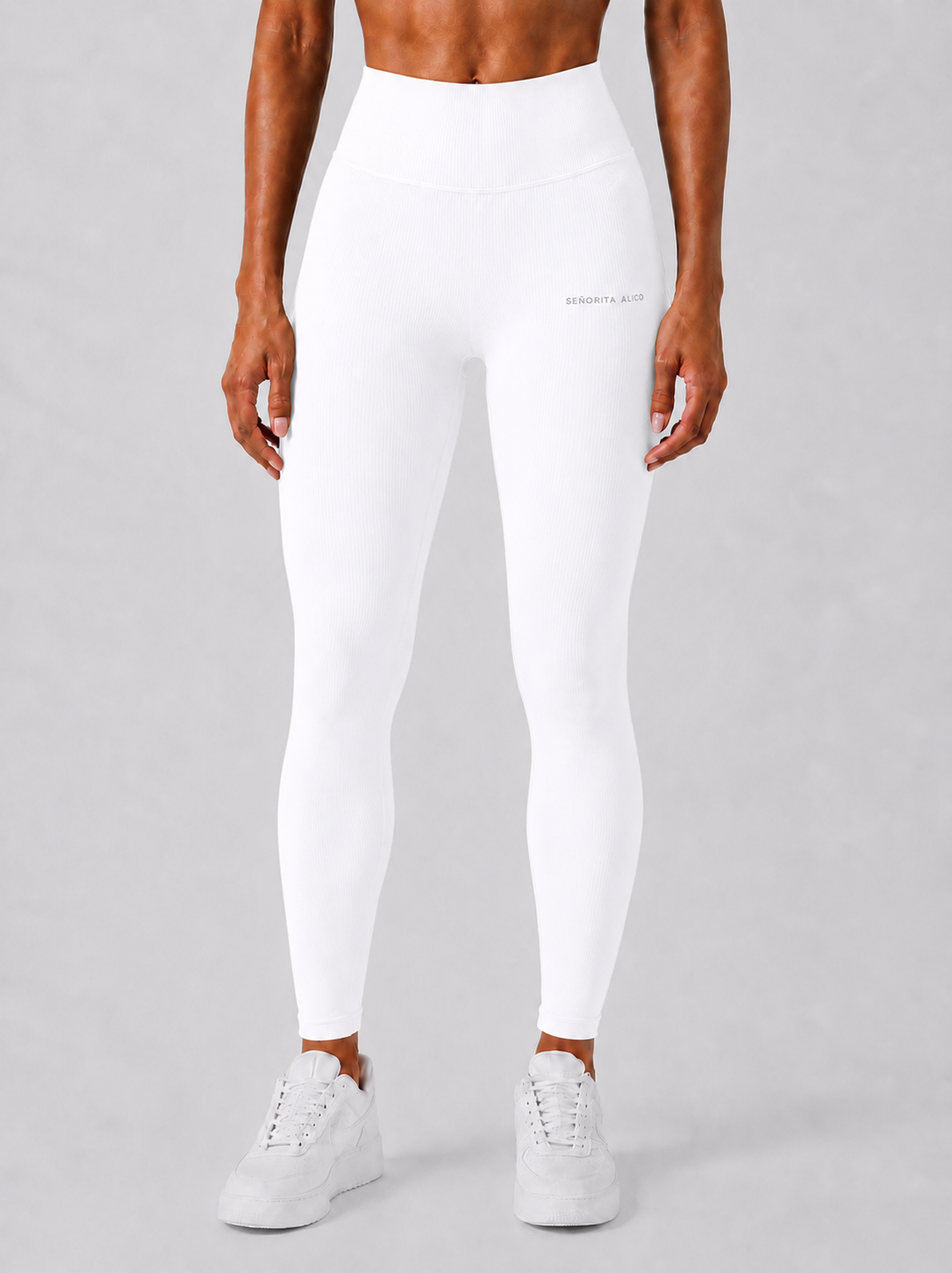 Sara Ribbed Leggings - White