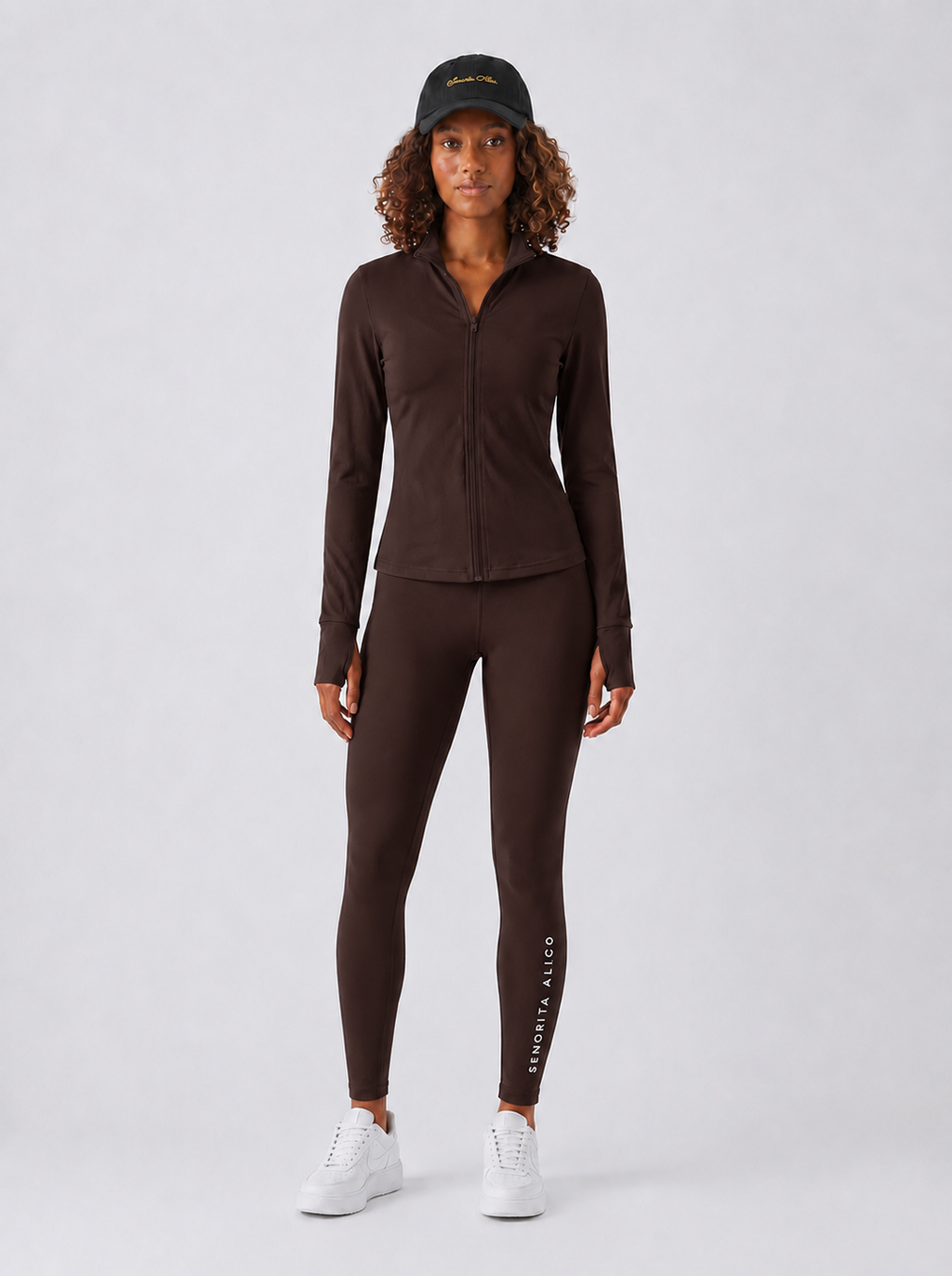 Sabrina Long Sleeve Zipper Top - Brown