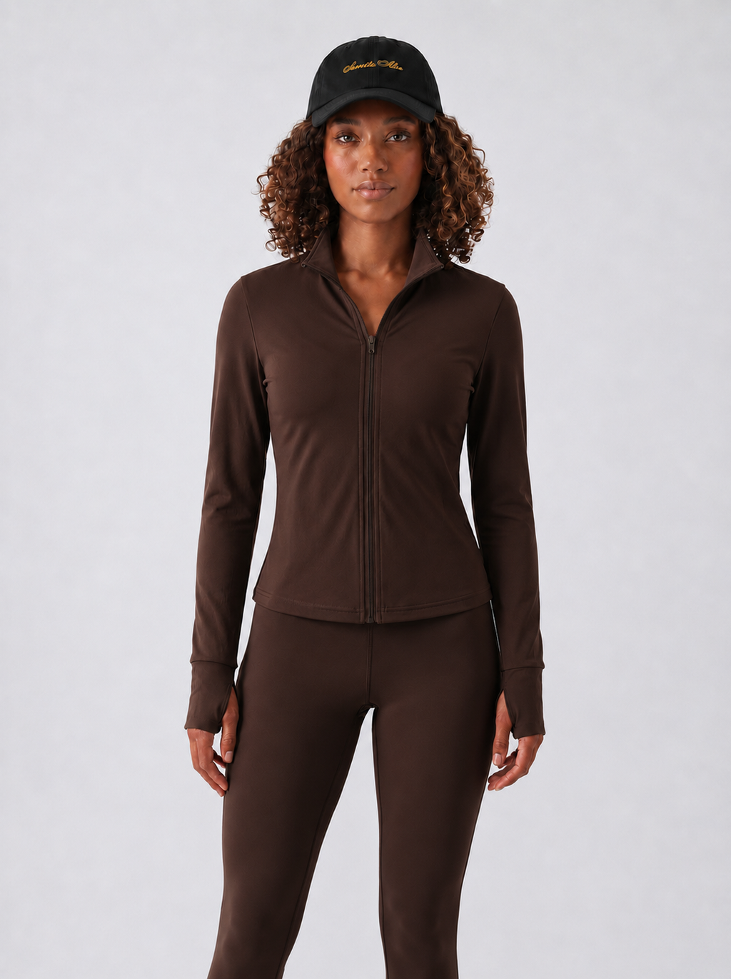 Sabrina Long Sleeve Zipper Top - Brown