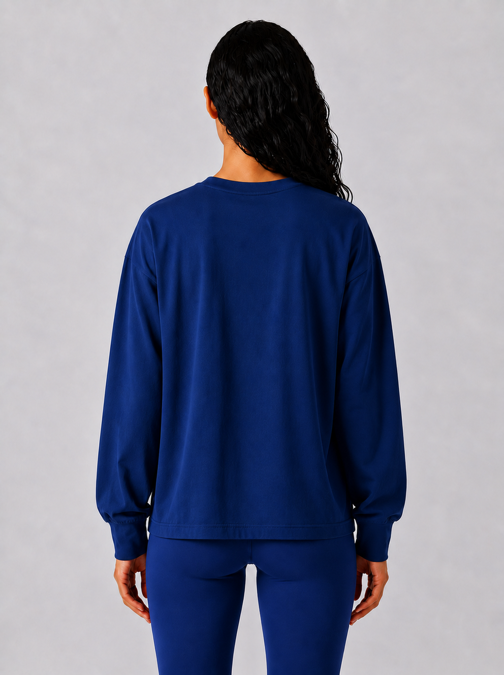 Maryam Cropped Oversized Long Sleeve T-shirt - Blue