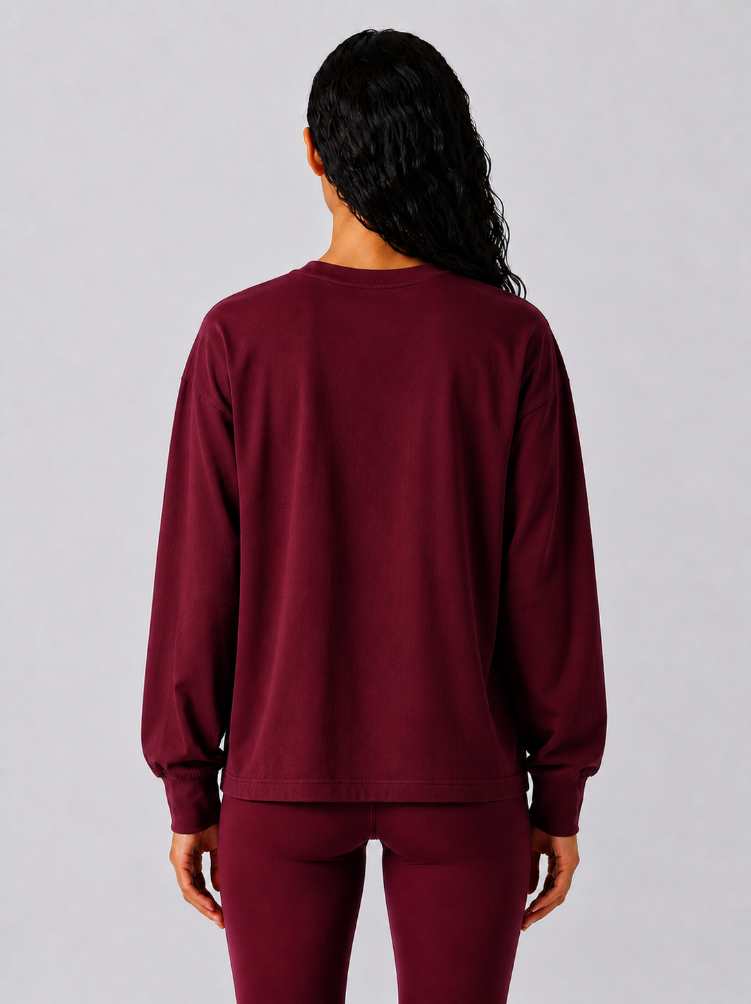 Maryam Cropped Oversized Long Sleeve T-shirt - Classic Wine