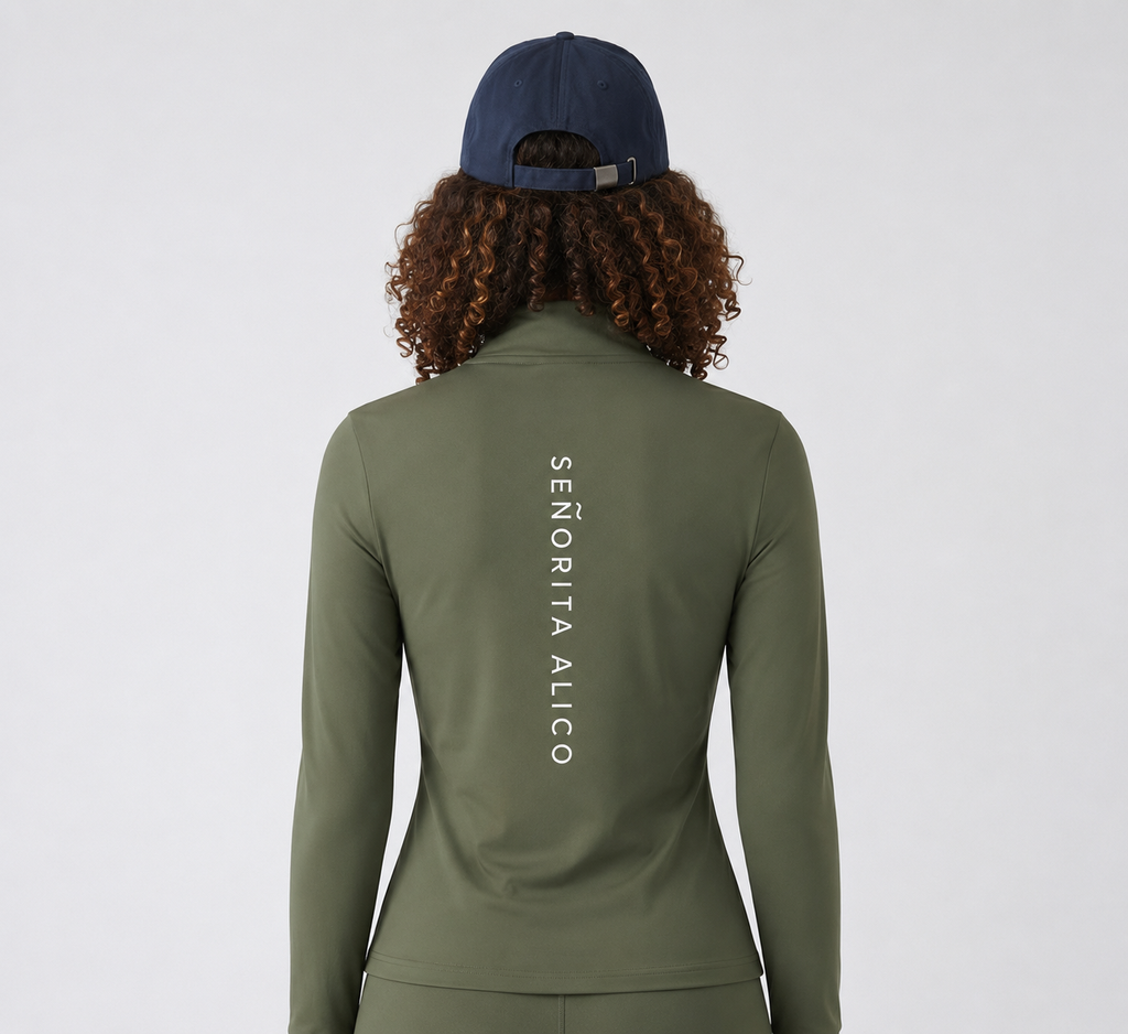 Sabrina Long Sleeve Zipper Top - Jungle Green