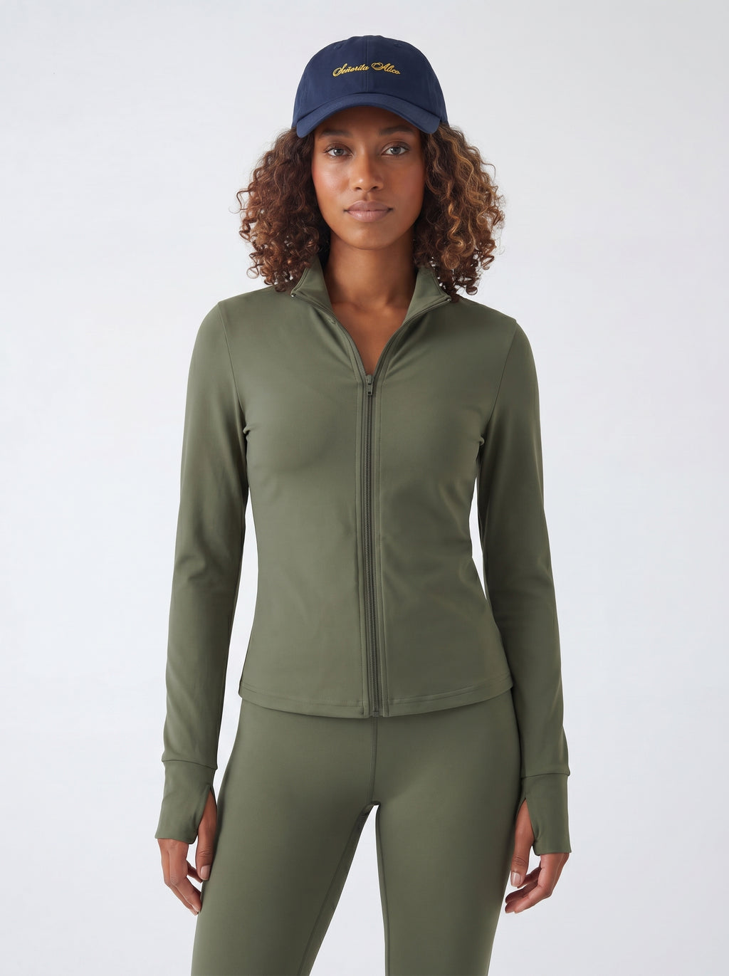Sabrina Long Sleeve Zipper Top - Jungle Green