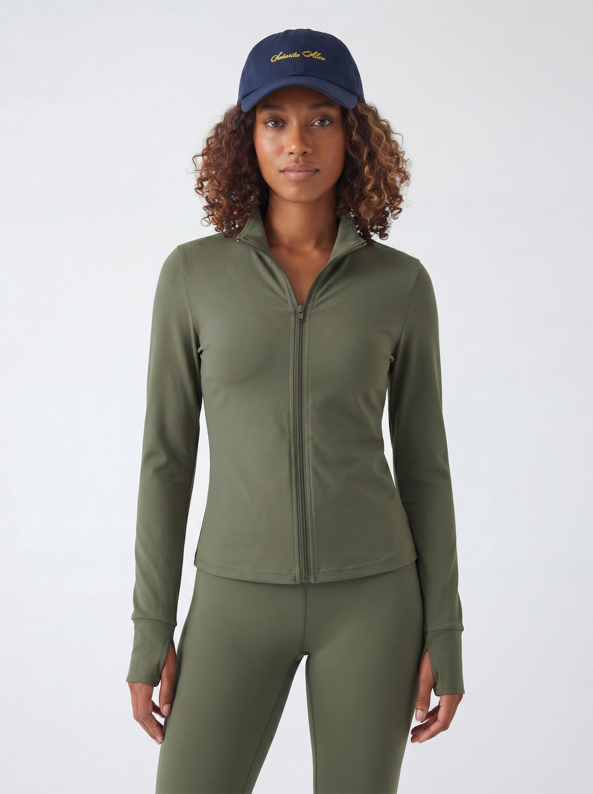 Sabrina Long Sleeve Zipper Top - Jungle Green