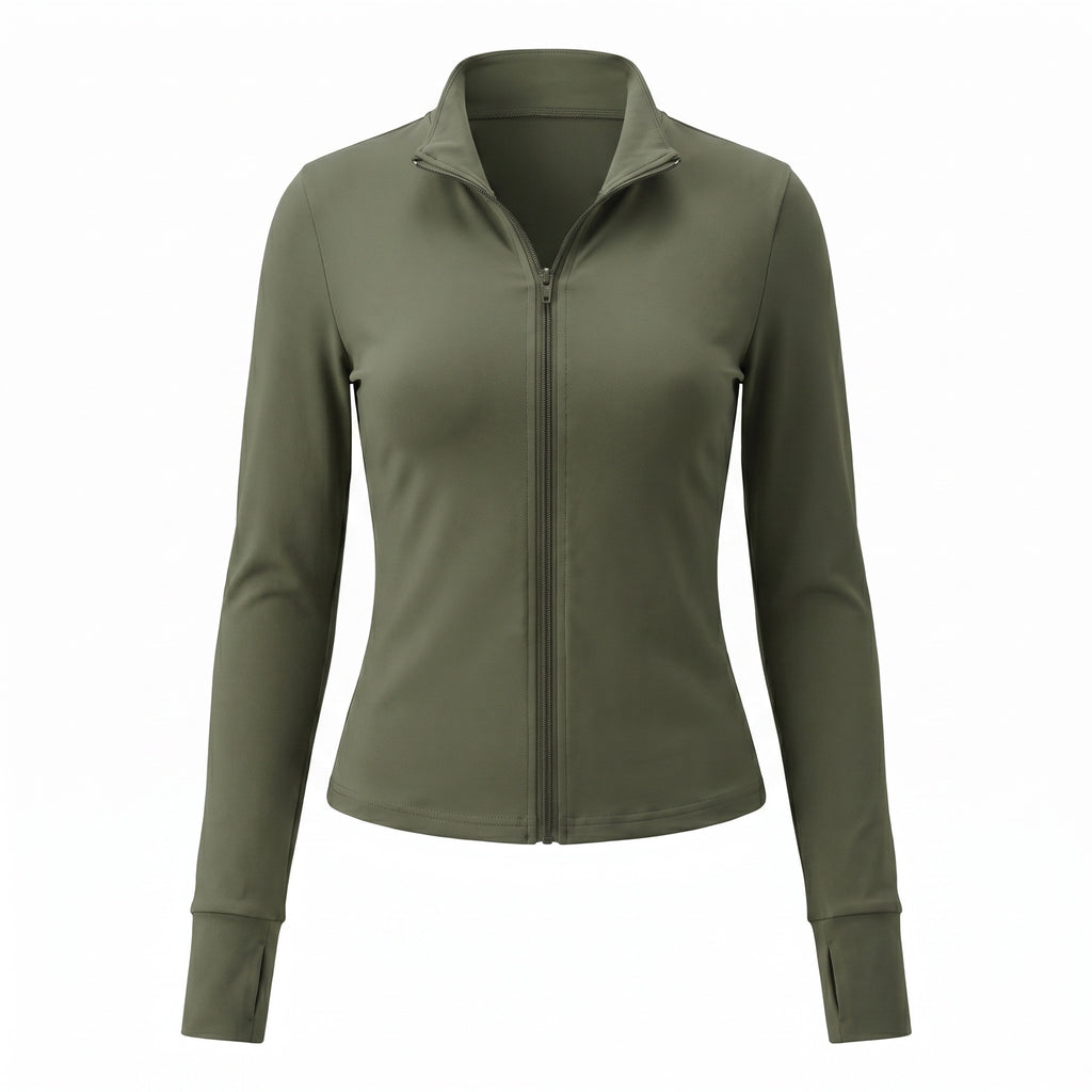 Sabrina Long Sleeve Zipper Top - Jungle Green