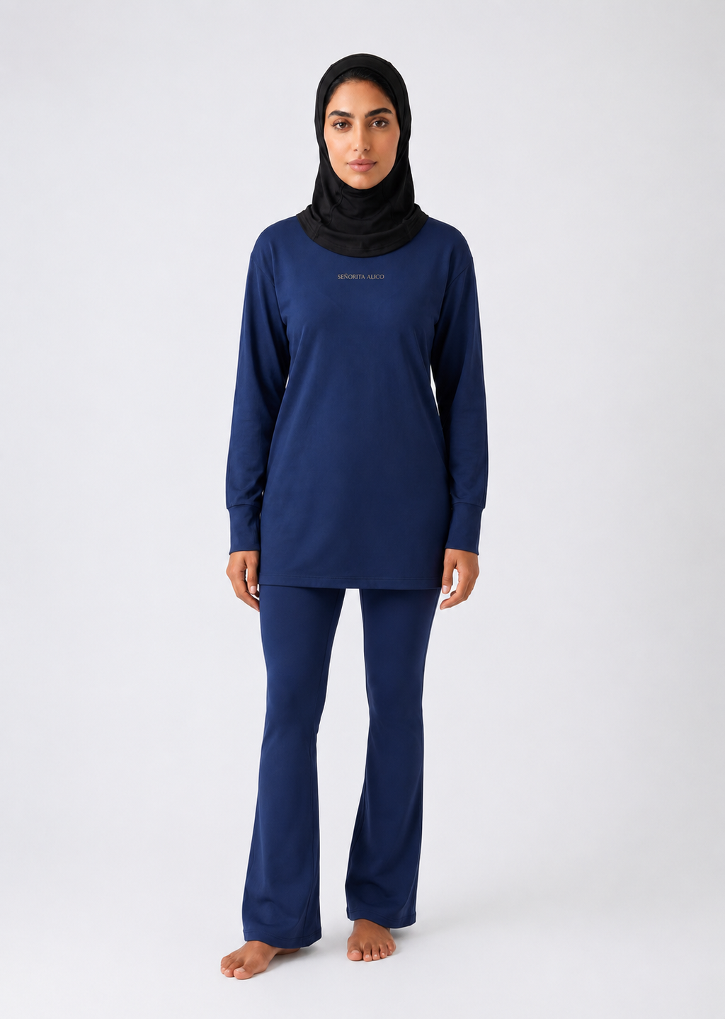 Maryam Modest Oversized Long Sleeve T-shirt - Blue