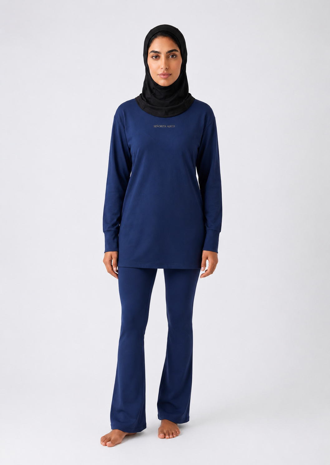 Maryam Modest Oversized Long Sleeve T-shirt - Blue