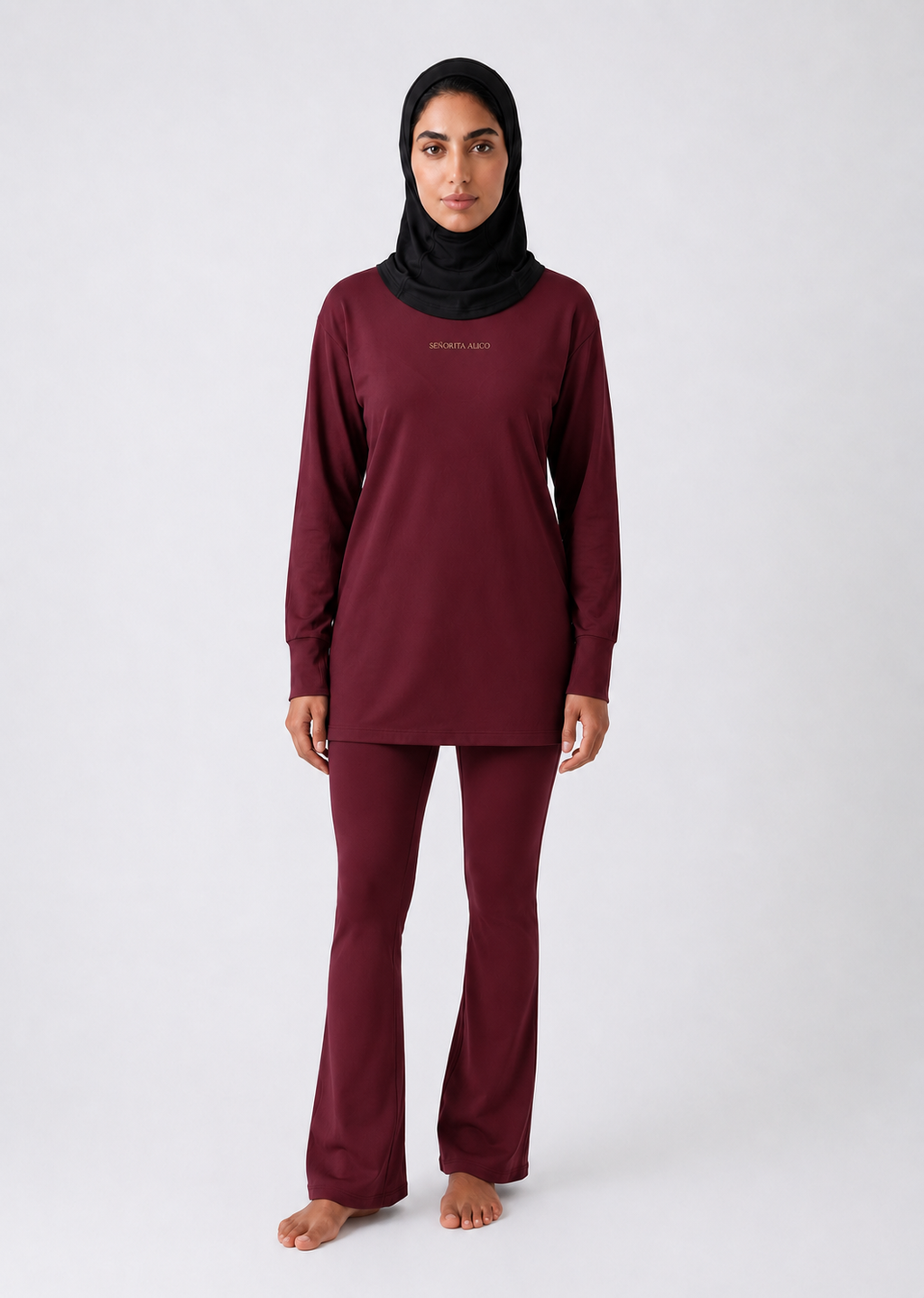 Maryam Modest Oversized Long Sleeve T-shirt - Classic Wine