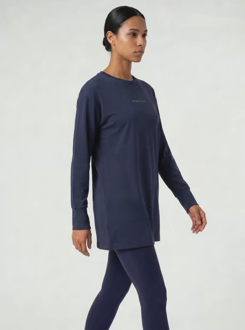 Maryam Modest Oversized Long Sleeve T-shirt - Blue
