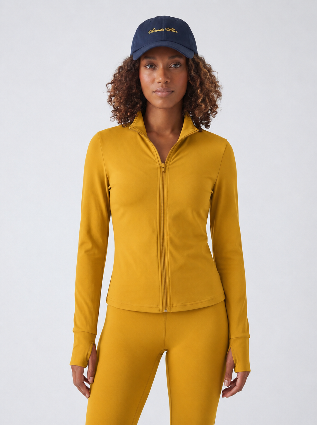 Sabrina Long Sleeve Zipper Top - Mustard Yellow