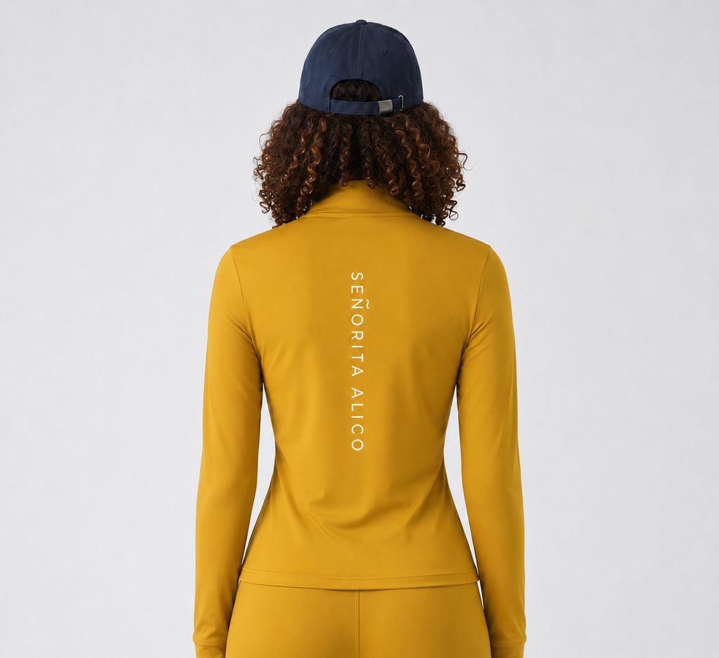 Sabrina Long Sleeve Zipper Top - Mustard Yellow